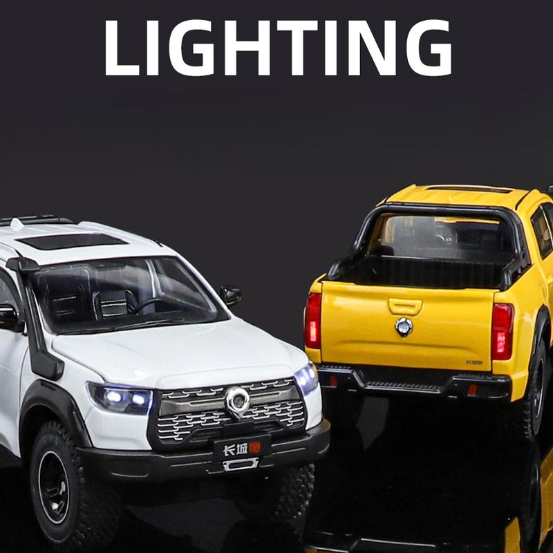 Simulation 1:24 Great Wall Motor POER Pickup Alloy Car Model With Sound Light Off Road Vehicle Toy Birthday Gift Collection