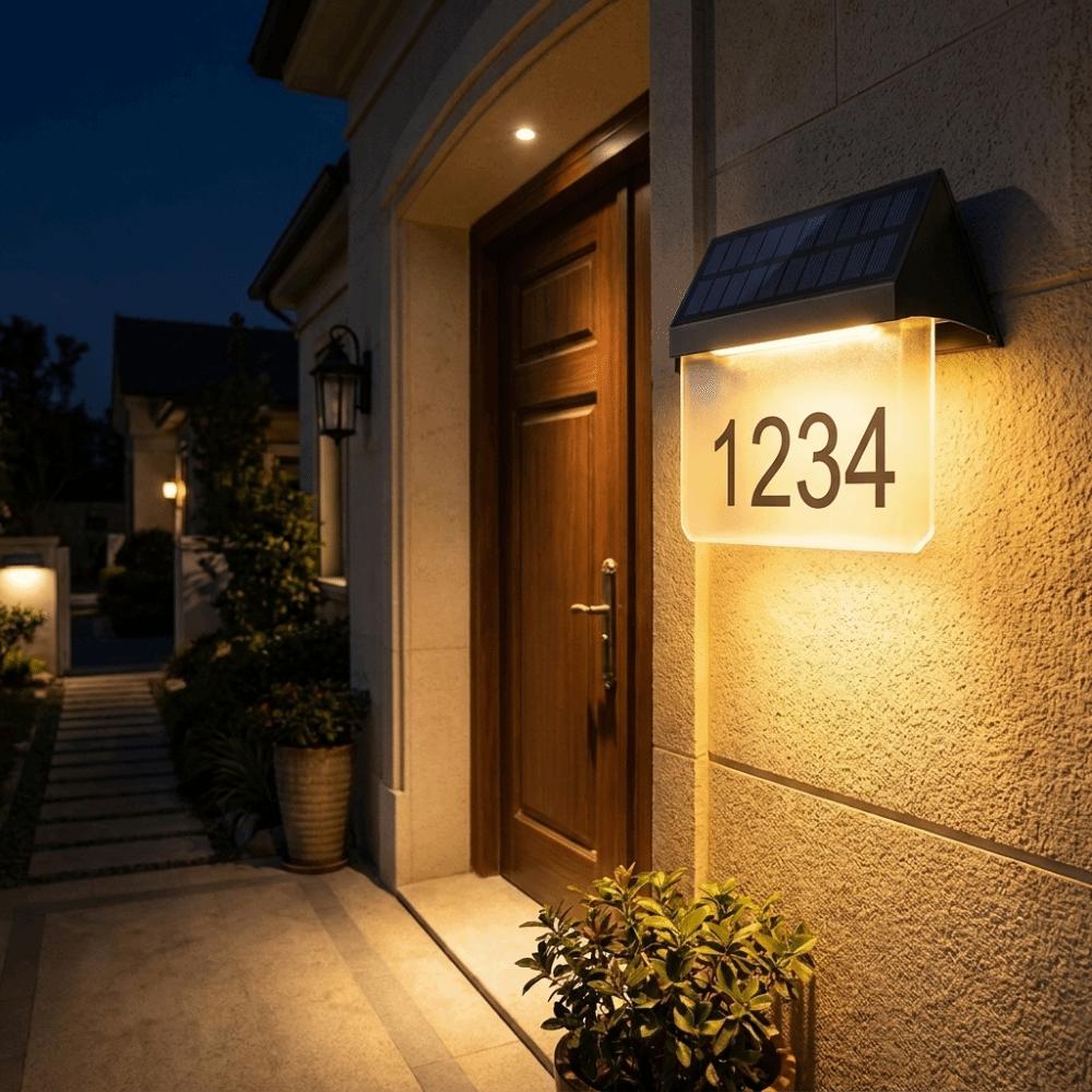 Auto On Off Solar House Number Light Sturdy Outer Casing Solar Address Lamp Residential Courtyard