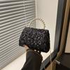 Fashionable High-end Sequin Handheld Small Square Bag for Women's New Chain Shoulder Bag Fashionable Simple Small Square Bag