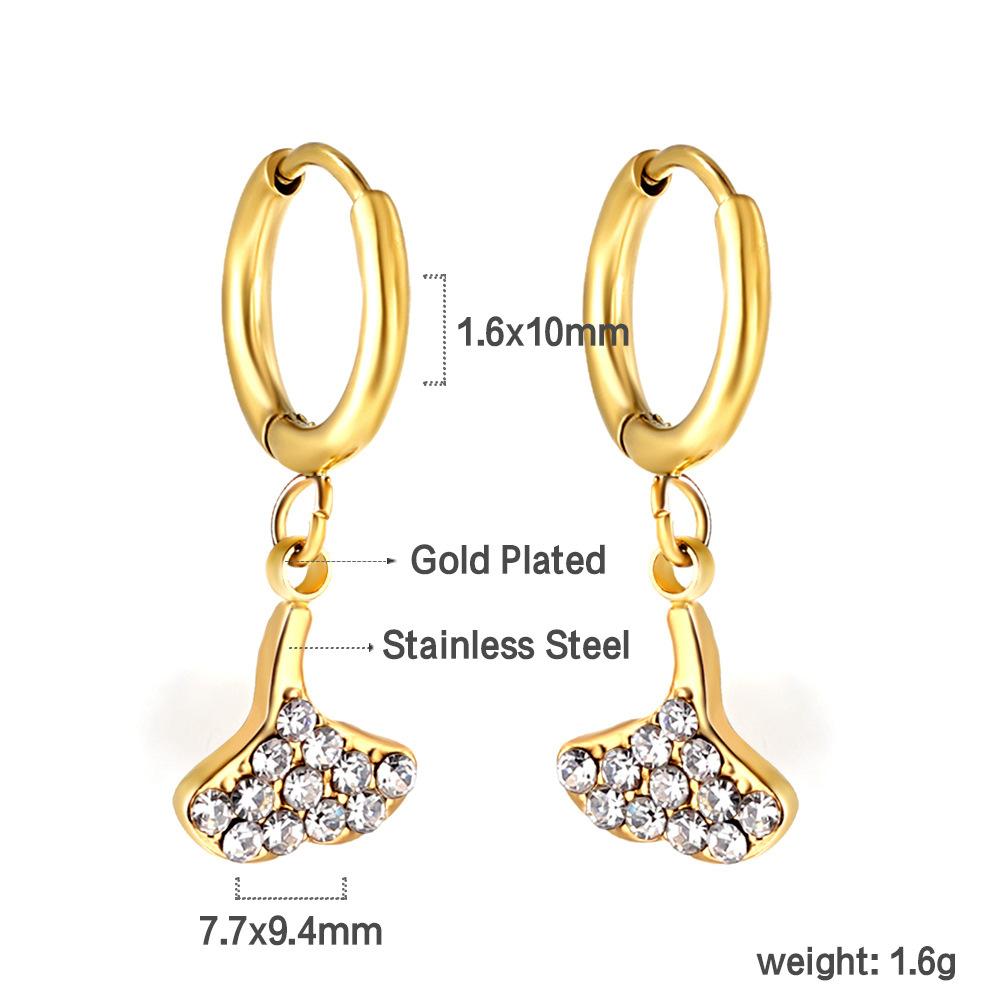 Spiral Planet Earrings Design Mushroom U-Shaped Fishtail with White Diamond Ear Buckle Stainless Steel Earrings