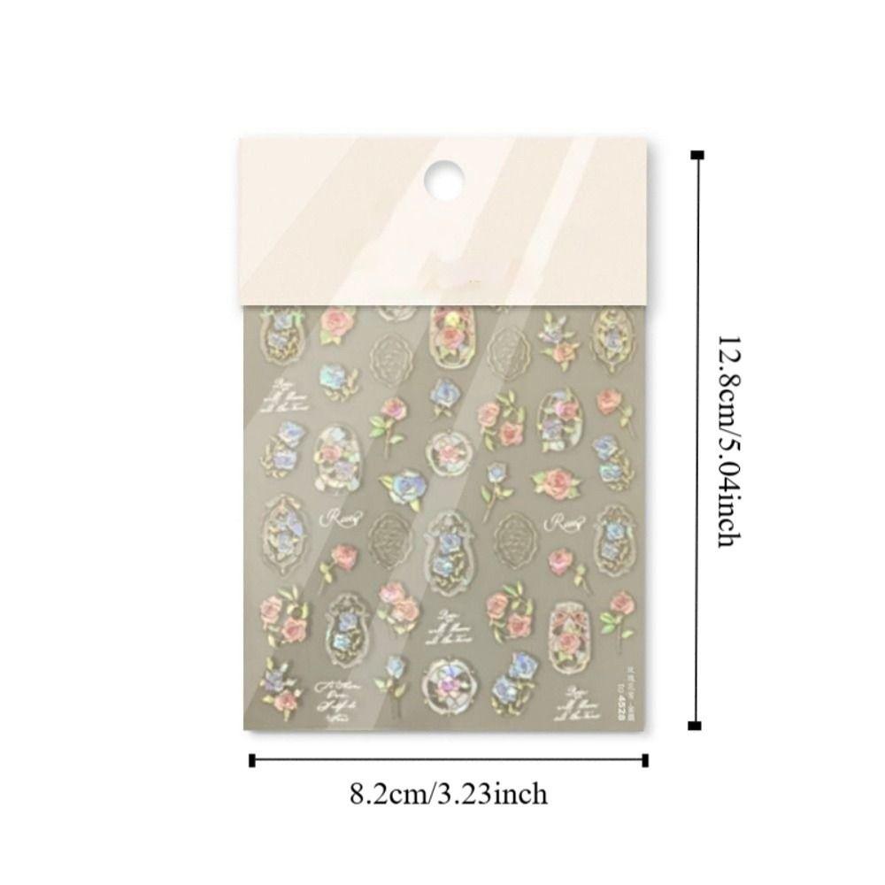 Self Adhesive Flower Nail Stickers 5D Nail Decals DIY Shell Light Nail Stickers  Women