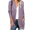 Женский повседневный свободный однотонный кардиган с длинными рукавами и большим карманом, свитер, кардиган, пальто