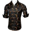 Luxury Shirts for Men Navy Black Jacquard Woven Floral Silk Dress Shirt Long Sleeved Shirts