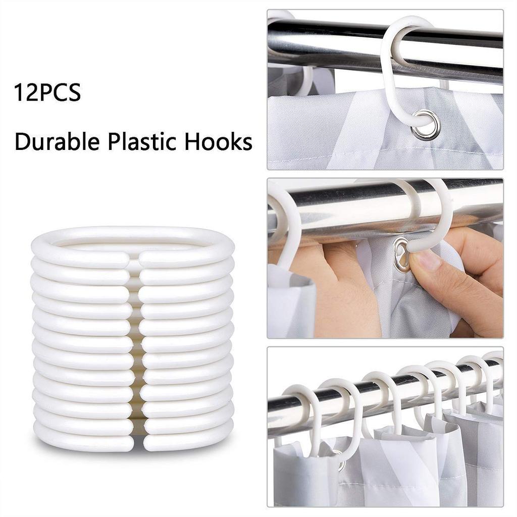 Jring Шторка для душа 180X200 см, Ткань против плесени, Водонепроницаемая, 12 белых колец, Цветные полосы