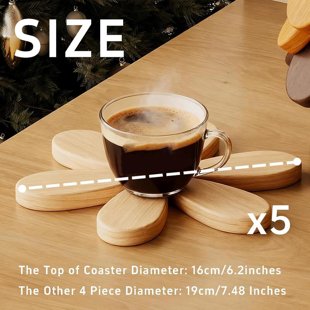 Natural Wood Christmas Tree Trivet Set Insulation Mat Solid Wood Dining Table Anti Scalding Mat Pot Festival Gift Creative And Personalized Home