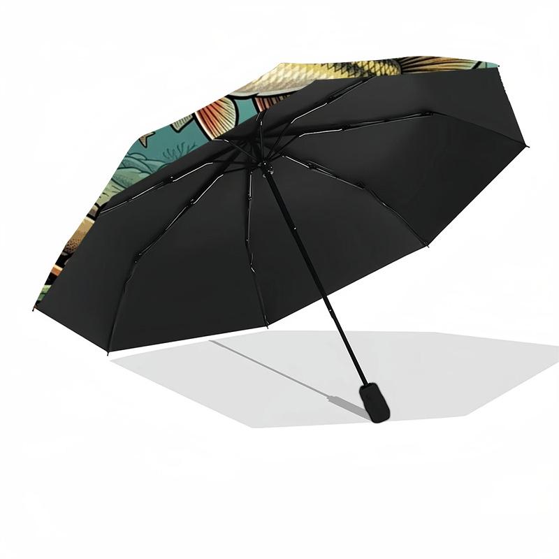 Hook Fish pattern umbrella, portable and foldable design, 8 ribs, a casual accessory for Halloween, Christmas, and birthday gifts.
