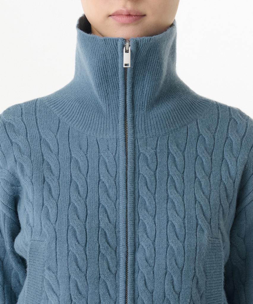 MUSINSA STANDARD WOMAN Women'S Cable Knit Zip-Up [Blue Grey]