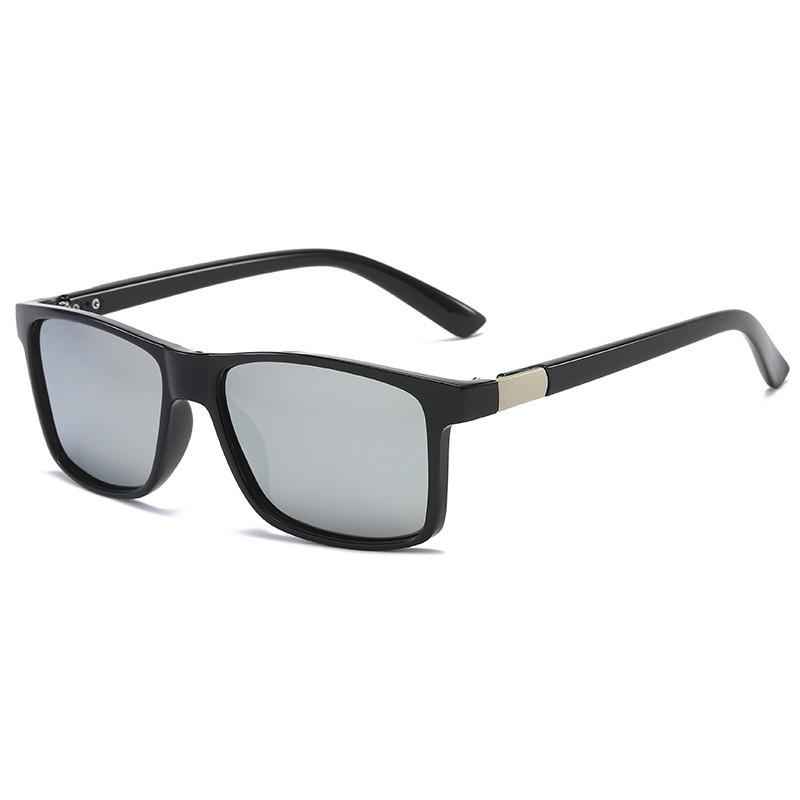 Stylish Uv400 Polarized Sunglasses For Men With Black Frame And Grey Lens For Outdoor Activities