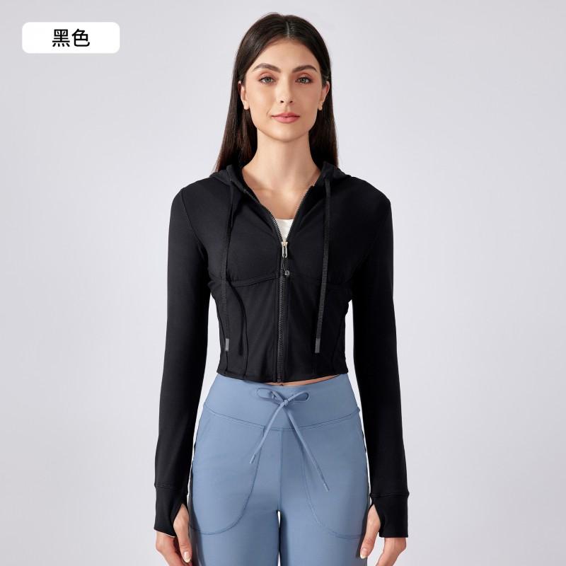 Womens Short Fit Hooded Zip-Up Jacket Yoga Running Gym Workout Fall Active Wear