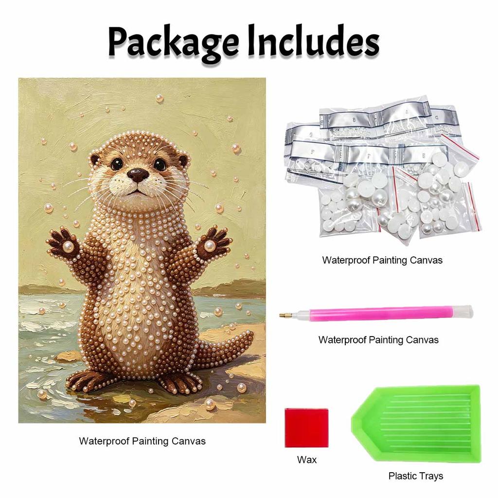 Pearl painting kit DIY cute otter animal wall art home decoration painting