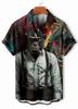 Гавайские мужские рубашки Веселый рисунок с обезьянами 3D-печать Топы Повседневные с коротким рукавом На пуговицах Повседневная пляжная рубашка Летняя мужская одежда