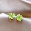 Elegant Silver Needle Cat's Eye Clover Earrings: High-Quality, Versatile & Stylish Women's Accessories