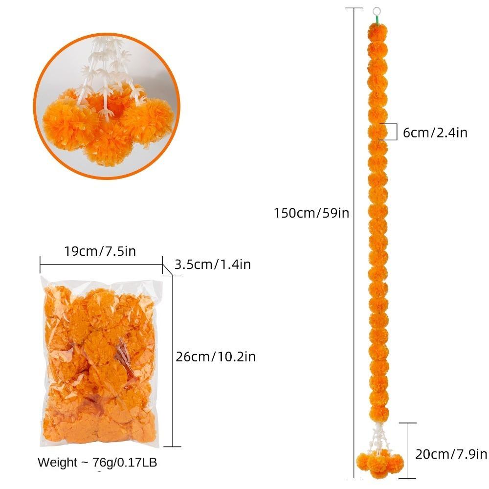 Длинная Гирлянда из Искусственных Бархатцев 1,5 м Цветы Бархатцев Декор для Дома Поклонение Свадебные Мероприятия Декор Праздничное Украшение