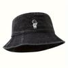 Astronaut Printed Fisherman Hat - Vintage Washed Design, Sun Protection for Outdoor Activities, Suitable for Hiking and Fishing
