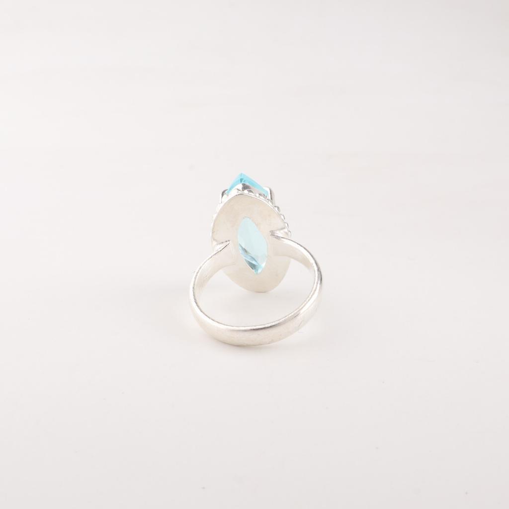 Небесно-голубой топаз драгоценный камень 925 стерлинговое серебро ювелирные изделия ручной работы уникальное кольцо для нее RR-64-12