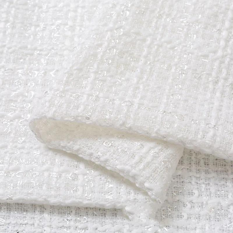 Утолщенная твидовая ткань для жилета, пальто, платья, одежды, DIY шитья, пайеток, шерстяная ткань, черный, белый, красный, синий, на полметра, зима