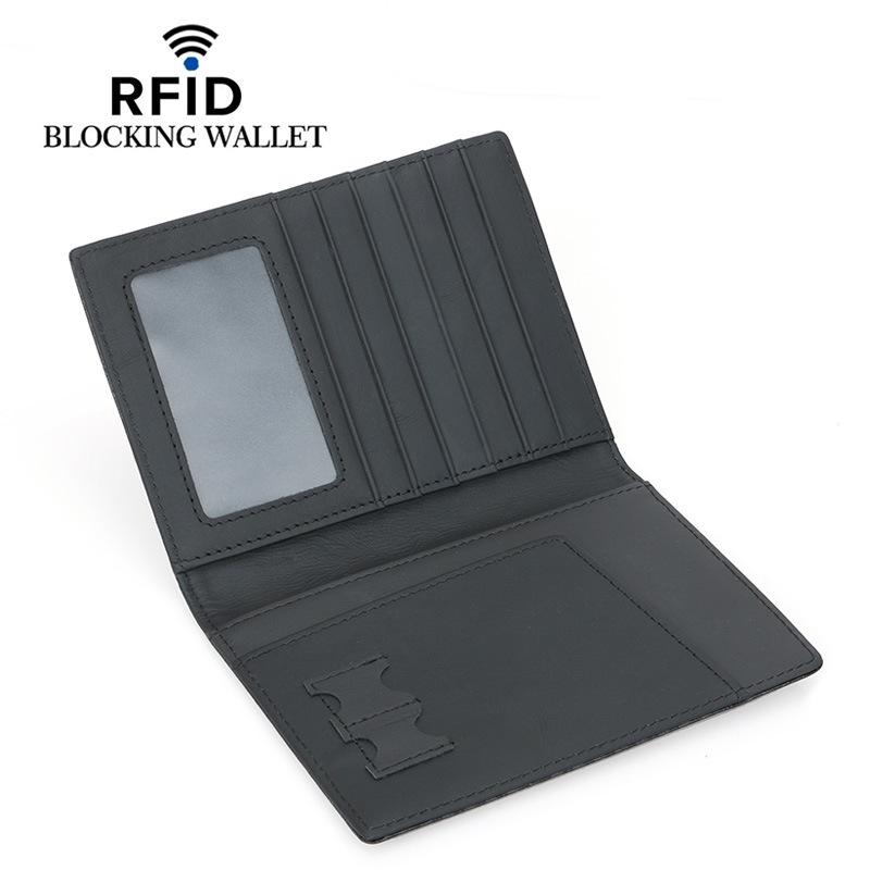 Обложка для паспорта из натуральной кожи с RFID-меткой, отделениями для нескольких карт и карманом для авиабилетов