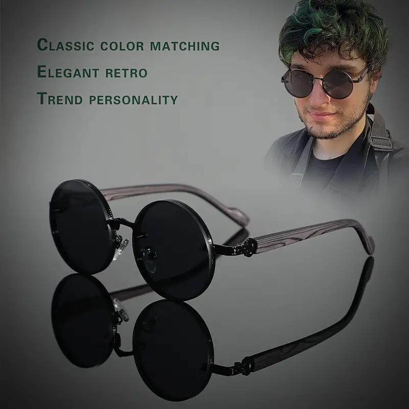 Мужские модные солнцезащитные очки в круглой оправе с дужками, имитирующими деревянное зерно, без оправы из металла для повседневной носки и отдыха