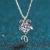 Silver 925 Cute Fish Moissanite Pendant Necklace Girl Brilliant Cut 0.5 Carat D Color Diamond Test Pass White Gemstone Necklaces