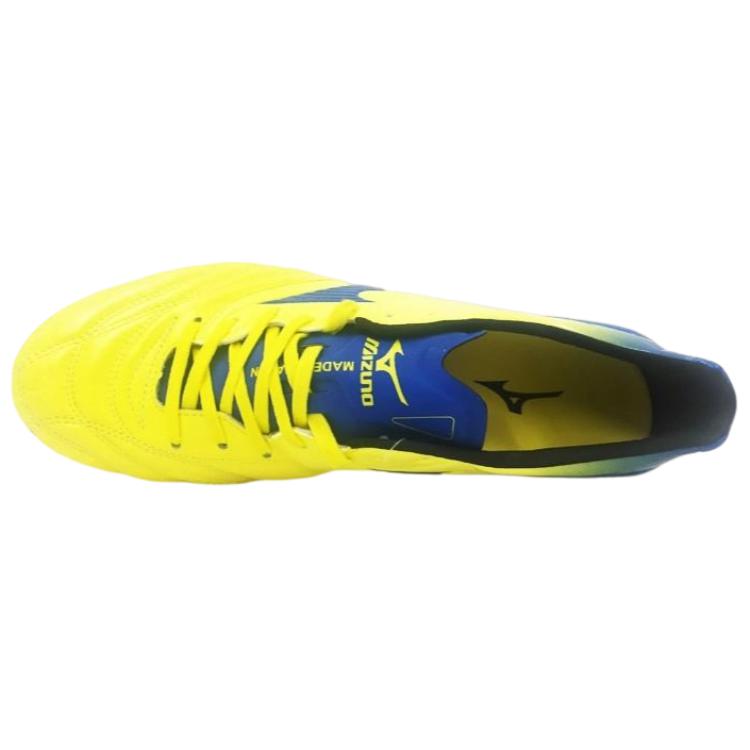 Mizuno Monarcida JP Удобные Универсальные Футбольные Бутсы из Кожи Кенгуру Унисекс Футбольные Бутсы Желто-Синие P1GA162045