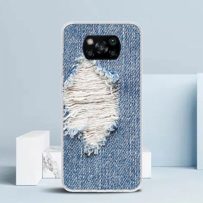 Jeans Cowboy Denim Printed Phone Case For Xiaomi Poco F7 Ultra X5 X6 X7 Pro M7 Redmi 15C 15 13C 13 12C 12 10C 10 10A 9 9C 9A 9T