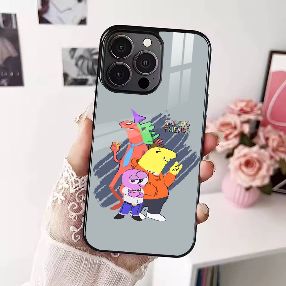 Мультяшный чехол для телефона S-Smiling friends Для iPhone 17 16 15 14 13 12 Pro Max Plus для Magsafe Зеркальный Беспроводной Магнитный Чехол