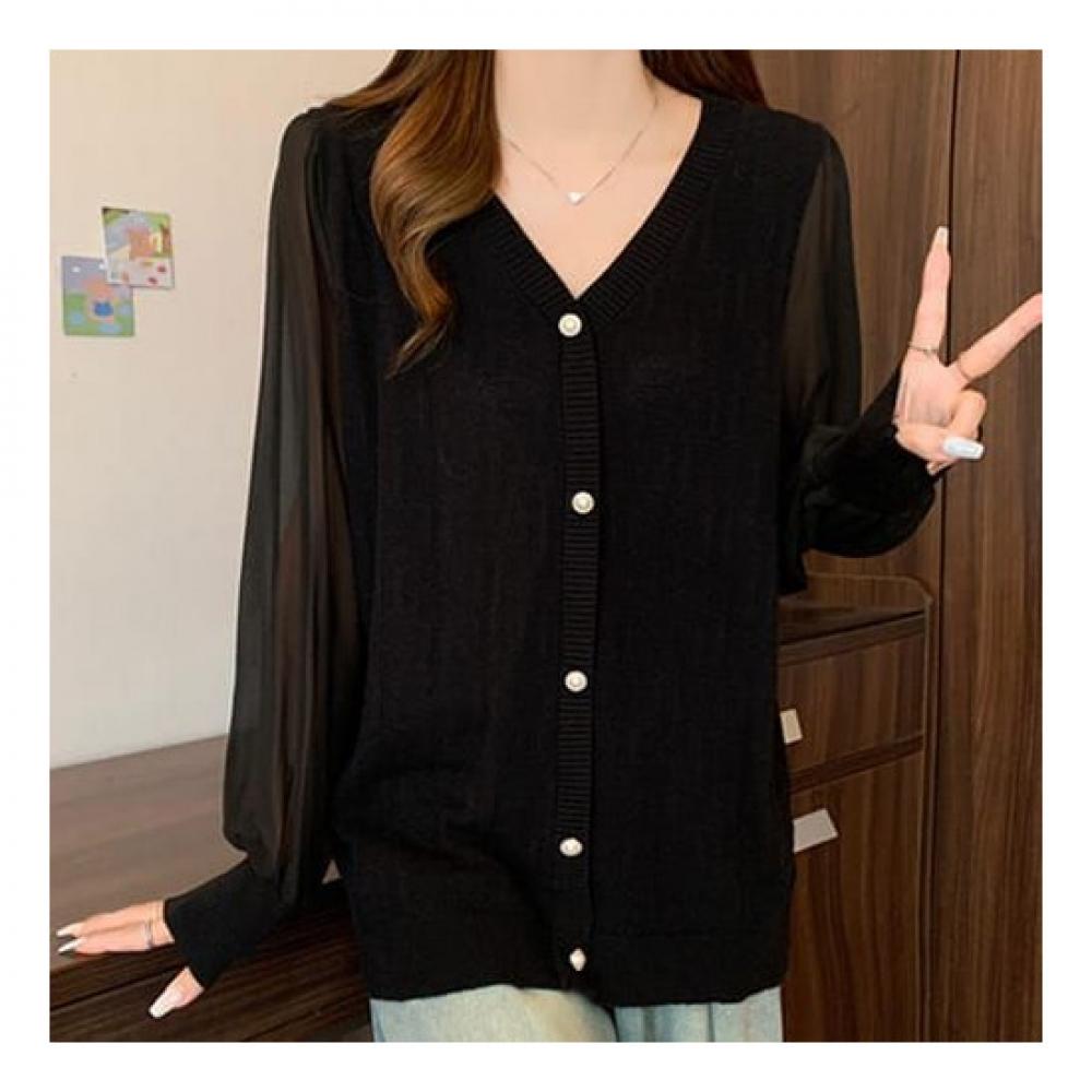 NaVaVa Women Sheer Long SleeVe V Neck Knit Cardigan Nk1962