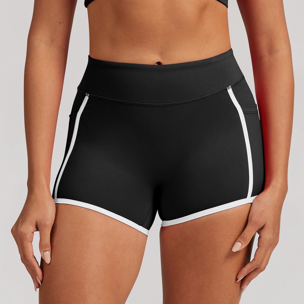 Womens Colorblock Yoga Shorts With High Elastane For Running And Fitness Training