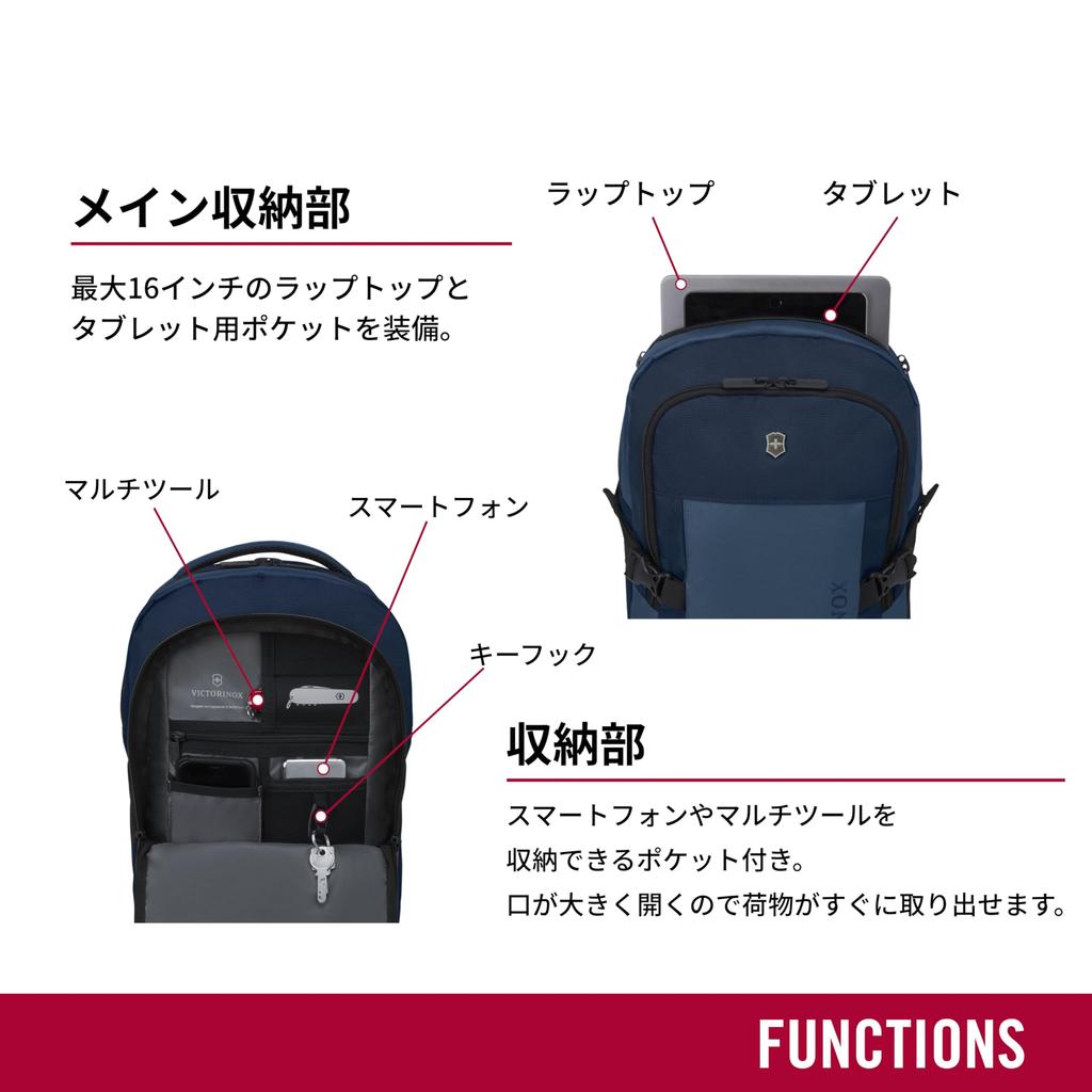 Vx Sport EVO Vx Sport EVO Compact Backpack Multifunctional 16 Inch Laptop Sleeve Bottle Holder Trolley Sleeve 20L Blue 611415 [Victorinox] []