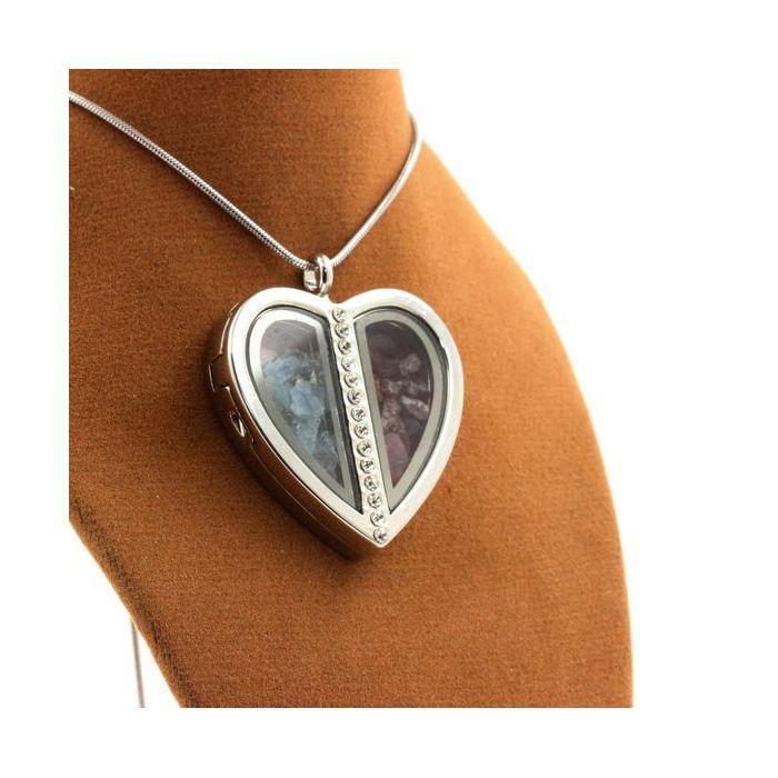 Stones and Minerals. Raw Ruby + Aquamarine Necklace. Heart Model.