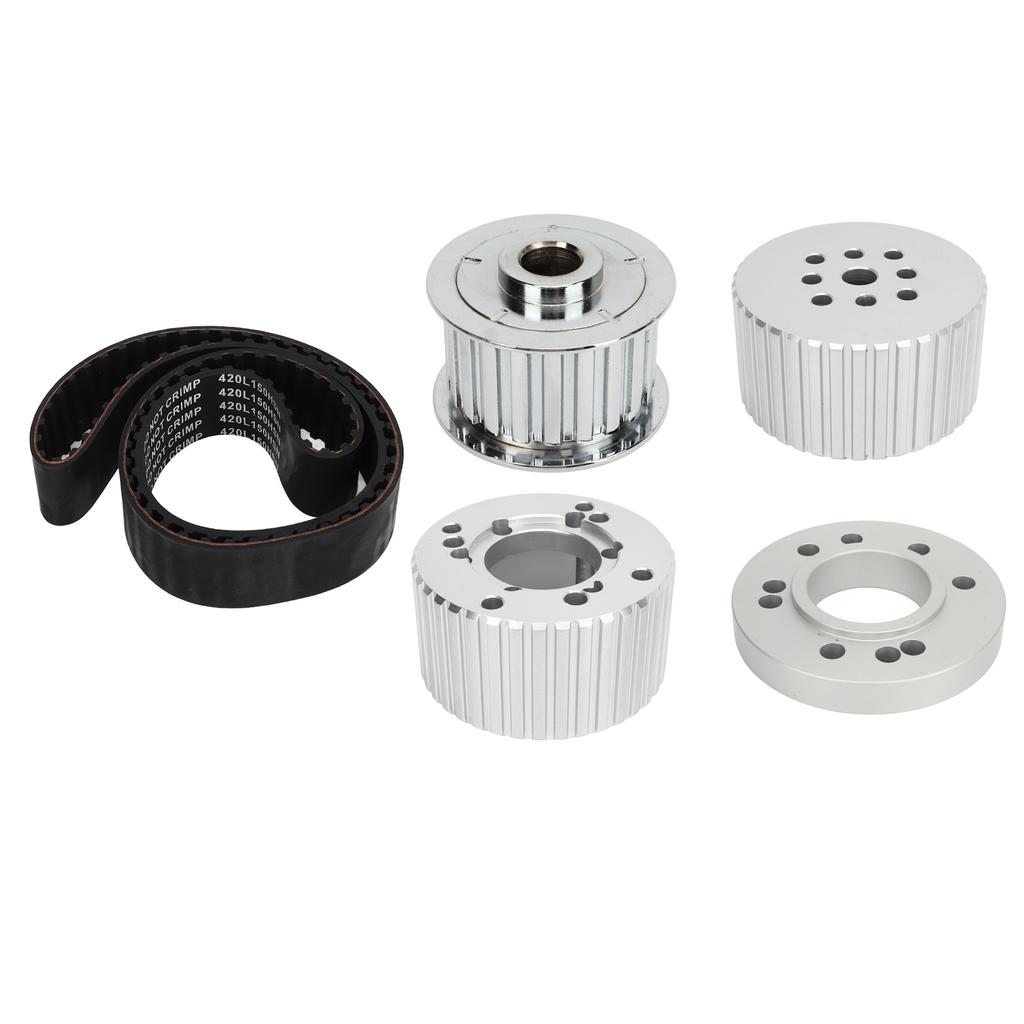Belt Pulley Kit with 1.5in Width Cogged Belt PC2258 Replacement For Big Block 383 400 413 440 Engine Silver