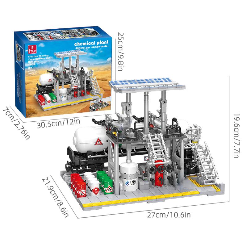 Non-Toxic City Street View Building Blocks Natural Gas Storage Center Laboratory Transport Station 3 In 1 Assembly Model Bricks Kids Gifts