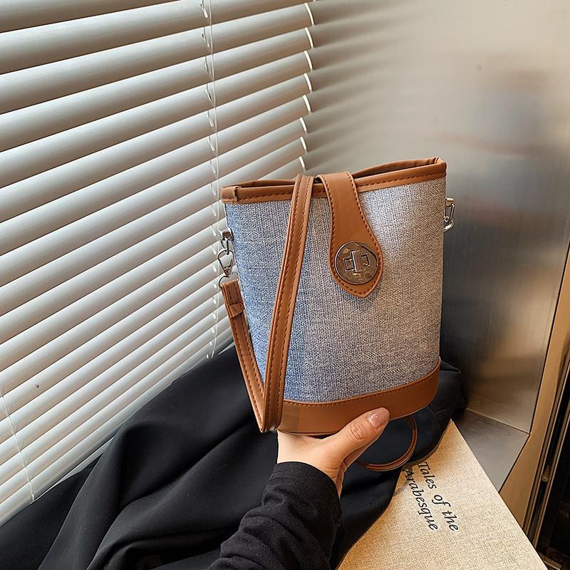 Fashionable Korean Style Casual Bucket Bag For Women In Elegant Black Silver Brown Colors