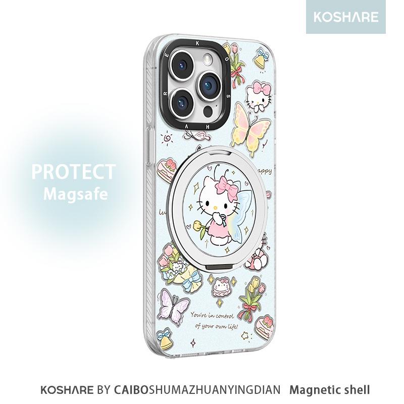 Вращающийся держатель Butterfly kt cat подходит для чехла для мобильного телефона Apple 16 с шарниром, Xiaomi 14pro с магнитной фиксацией, 15, милый 17, для женщин