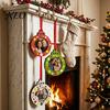Wooden Photo Frame Ornament Christmas Pictures Hanging Ornaments, Red Green White Dots Pendants, Rustic Solid Wood Keepsake Mini Picture Frames