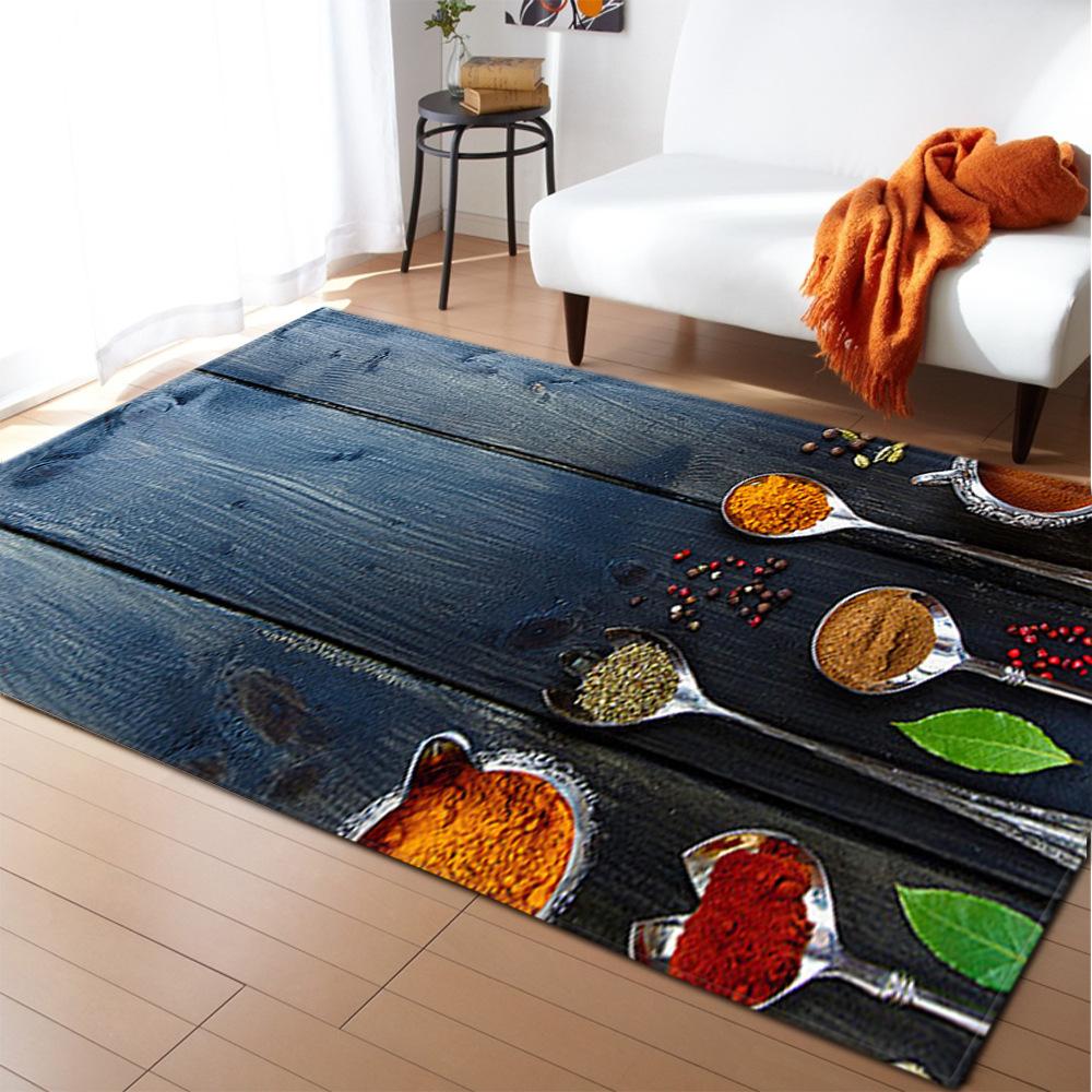 Seasoning Living Room Area Rug Home Decor Food Spice Carpet Bedroom Rug for Boys Tableware Floor Mat Soft Kitchen Rug Doormat