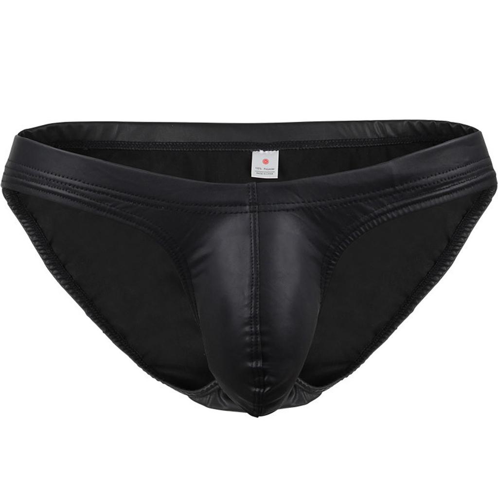 Men's Stretch Tights Hot Gold Leather Faux Leather Sexy Briefs