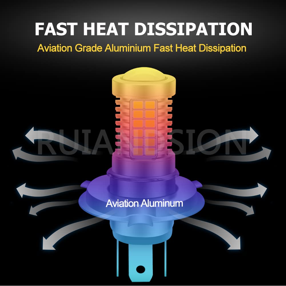 Ruiandsion H4 светодиодная лампа для фар мотоцикла, белая, постоянного тока 6 В, супер яркая, 2835, 54SMD, чипсет, светодиодная лампа с линзой проектора для мотоциклетной лампы, неполярная