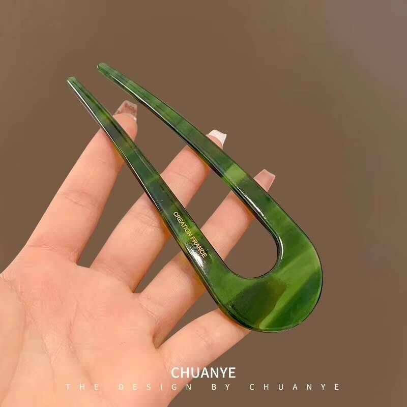 Модная элегантная заколка для волос с мраморным узором для женщин, акриловая U-образная шпилька для волос, аксессуары для волос, ювелирные изделия, заколки для волос, ювелирные изделия