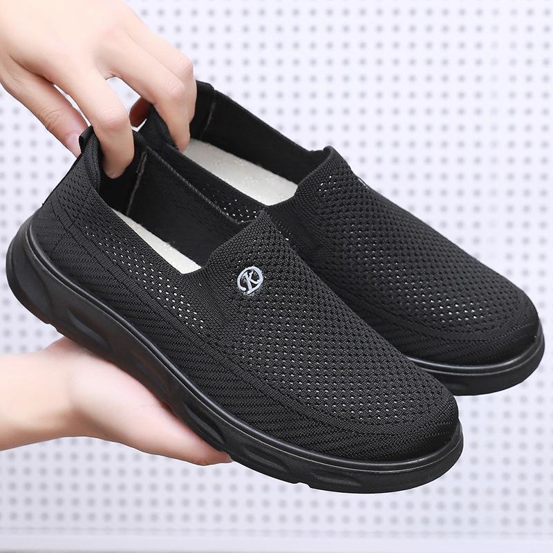 Старинные пекинские туфли из ткани, мужская сетчатая обувь, обувь для отцов среднего и пожилого возраста, повседневная обувь для дедушки с мягкой подошвой, летняя нескользящая сетчатая обувь для пожилых людей