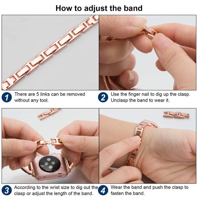 Aluminum Alloy Rhinestone Decor Watch Band Strap for Apple Watch Series 10 42mm/9 8 7 41mm/6 5 4 SE SE (2022) SE (2023) 40mm/3 2 1 38mm