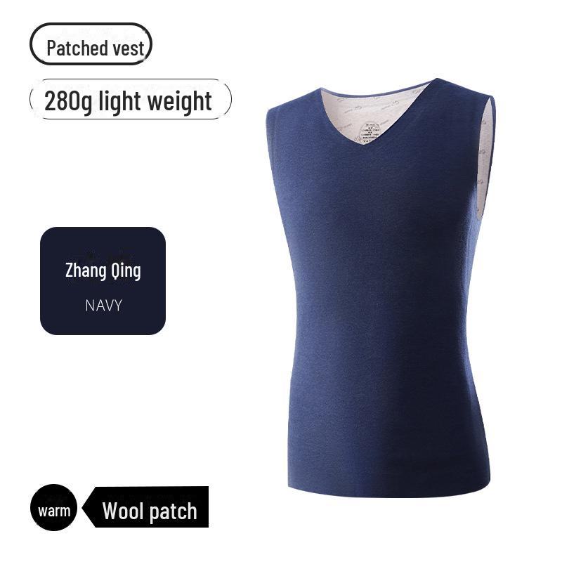 Мужской бесшовный тонкий теплый шерстяной жилет - антибактериальный, отшлифованный для осени и зимы