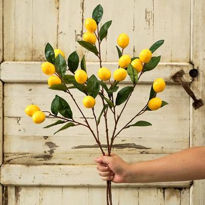 DIY Декор Вазы Роскошная Искусственная Ветка Лимона Пластиковая Элегантное Имитация Фруктового Дерева Ручная Работа Искусственные Лимоны Фрукт Дом Сад