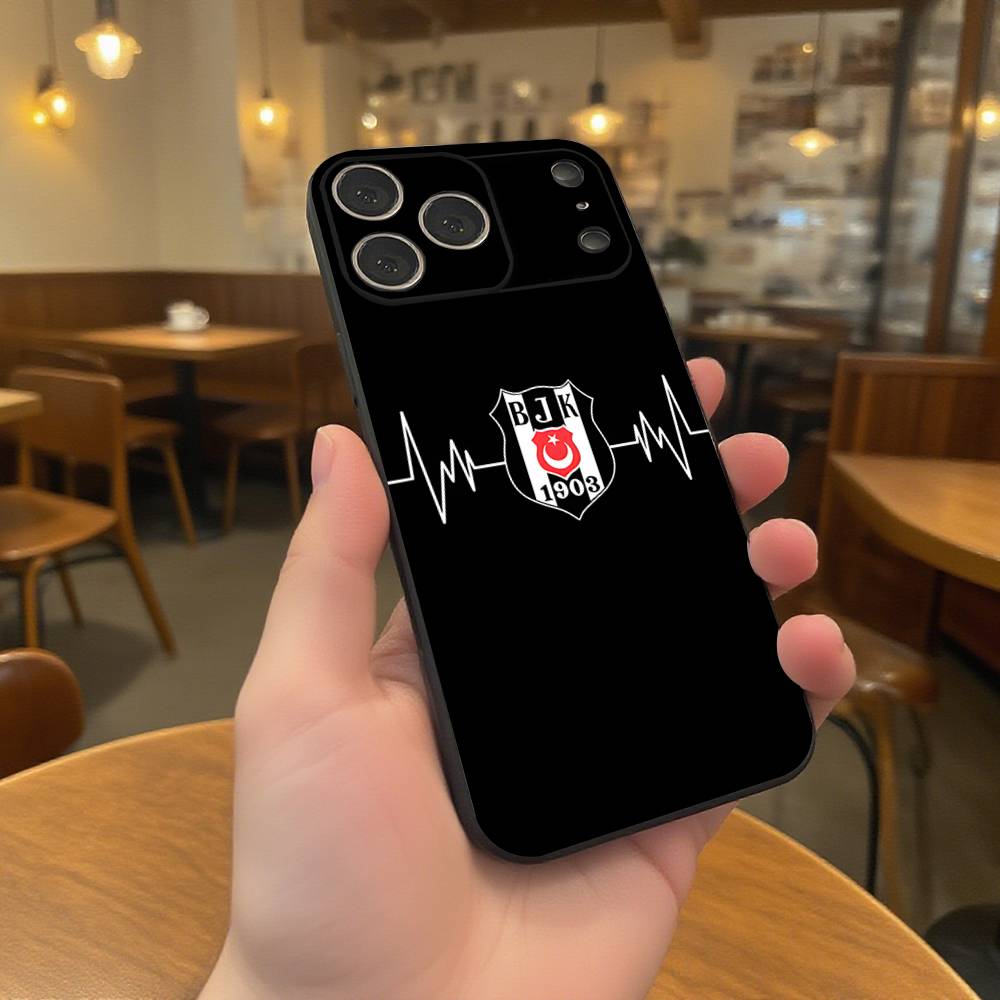 Модный Чехол для Телефона B-besiktas B-BJK Для iPhone 17,16,15,14,13,12,11,Pro,XS,Max,XR,Plus,E,SE4,Mini Черный Мягкий Чехол