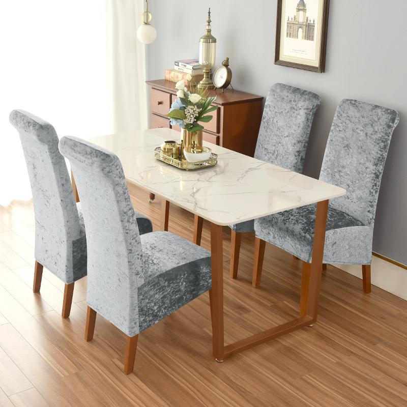 Чехол для стула с высокой спинкой из бархата, эластичные чехлы для стульев для кухни, свадьбы, отеля, банкета, однотонные чехлы для домашнего декора