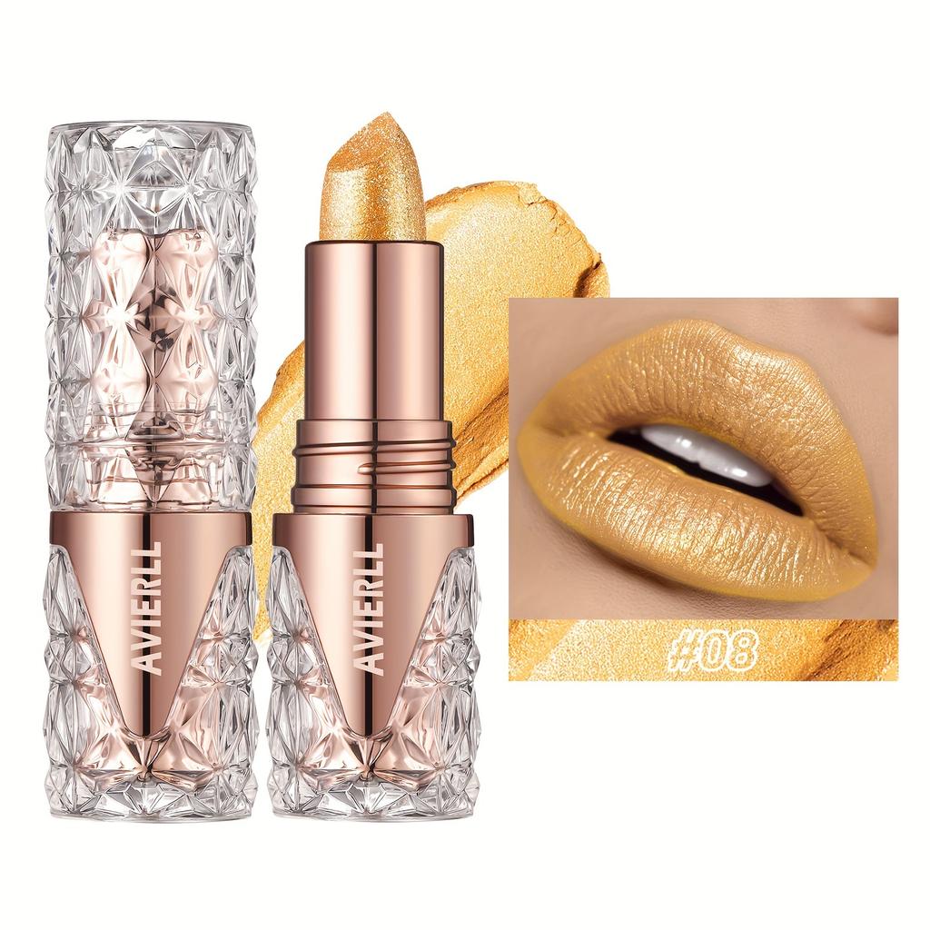 Shimmering Lipstick Long-Lasting Waterproof Lipstick Smooth Texture Full Coverage Glitter Lipstick Available In Black Golden Red Pink Lip Makeup