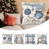 2Pcs Luxury Christmas Blue Cushion Cover Soft Snowman Pillow Shell  Pillow