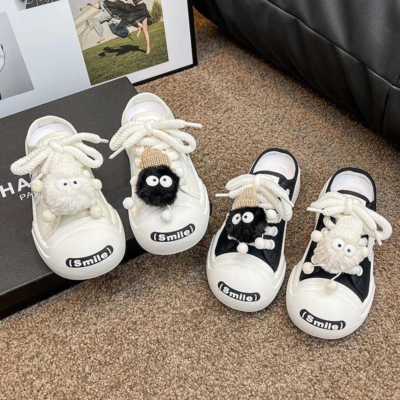 Canvas Half Slippers Women's 2025 Summer Korean Version Outer Wear Thick Bottom Trend Light One Pedal Non-slip Bag Head Sandals Tide