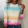 New Stripe Print Long Sleeves T-shirts Spring/Autumn Fashion Women Clothing Designer Loose Women T Shirt Tops Pullover