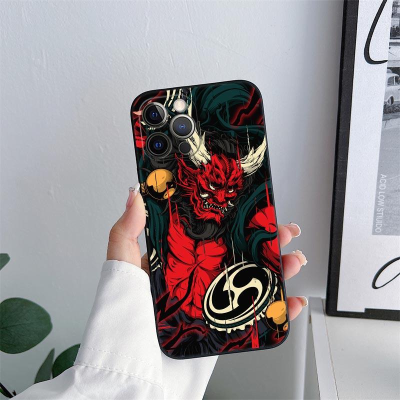 Japan Samurai Demon Anime Phone Case for iPhone 11 15 Pro Max Case Coque 14 Plus 13 Pro 12 11 X XS XR 7 8 SE 2020 TPU Soft Cover